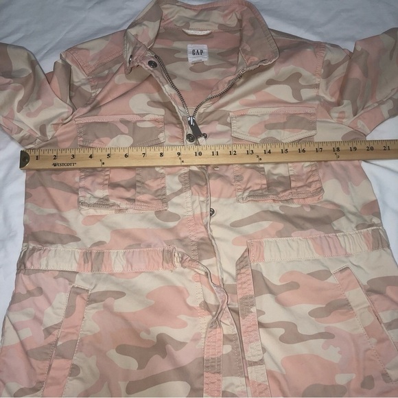 Gap Pink Camo Utility Jackets Size Small Beige Tie Waist Stretch Cotton - Picture 5 of 9